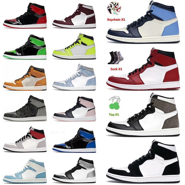 

authentic jumpman 1 1s men basketball shoes high obsidian unc chicago dark mocha twist georgetown military blue hyper royal mens women sneak