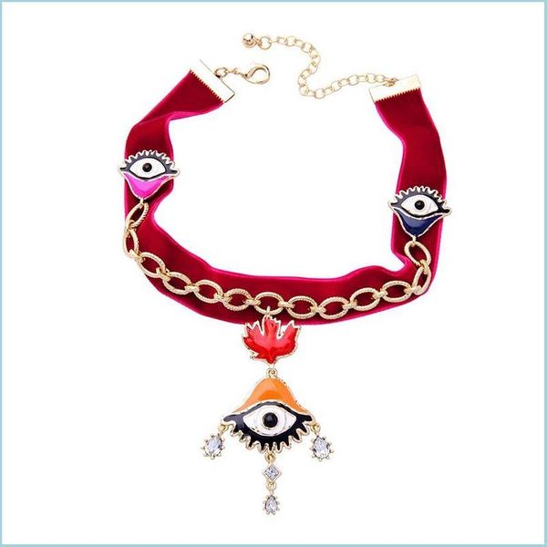 

chokers nifty enamel eye choker necklace for women 2021 designer jewelry classic red veet handmade chokers drop delivery necklaces pen dhdql, Golden;silver