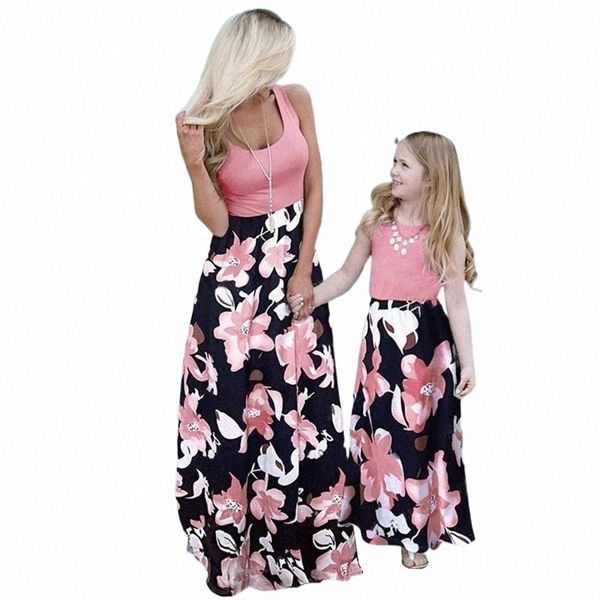 

casual dresses casual dresses family matching dress women 2022 summer fashion patchwork floral long for mommy baby girls clothes mom and me, Black;gray