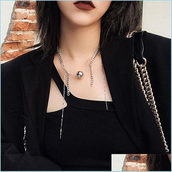 

chokers chokers allme cool metallic ball pendant necklace for women femme chunky curb chain tassel choker necklaces statement accesso dhcnz, Golden;silver