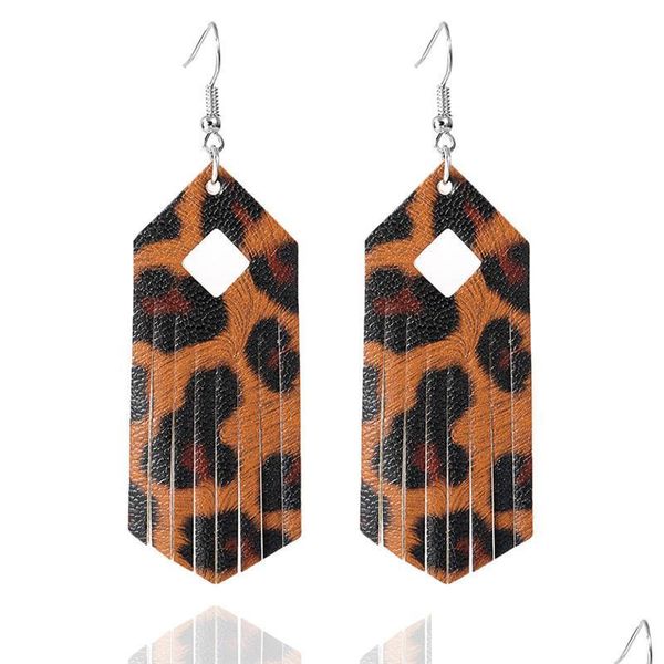 

dangle chandelier new leopard print tassel drop dangle leather earrings for women boho geometric rhombus earring pendant mjfashion dhqtu, Silver