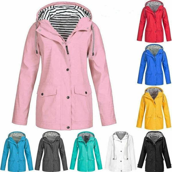 

women's trench coats womens waterproof raincoat ladies outdoor wind rain forest jacket coat rainy 220905, Tan;black