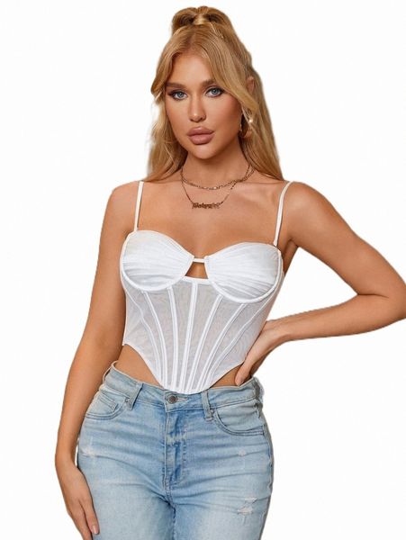 

women's tanks & camis parthea solid zipper back mesh cami g3ds#, White