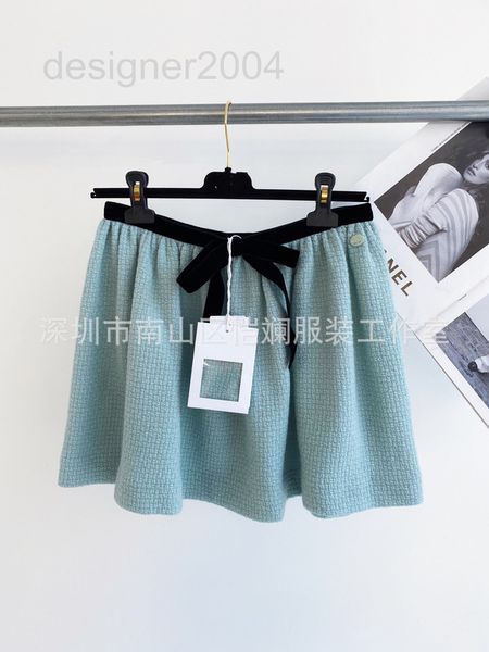 

skirts designer nanyou xiaoxiangfeng 22 autumn winter new french elegant sweet velvet bow tweed lake blue skirt yjh0, Black