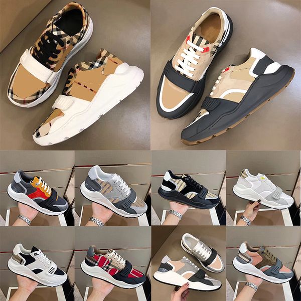 

men brand designer sneakers striped vintage sneaker burberyity women platform casual shoes flats trainers burberrryity classic burbreryity o, Black
