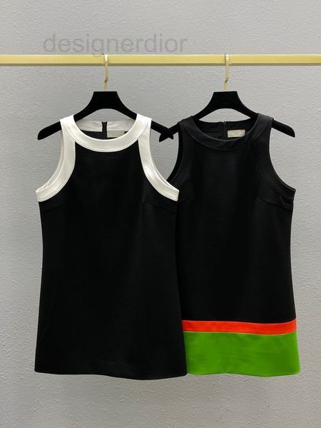 

women's hoodies & sweatshirts designer color contrast round neck back zipper fashion slim sleeveless dress 2022 new skirt women's, Black