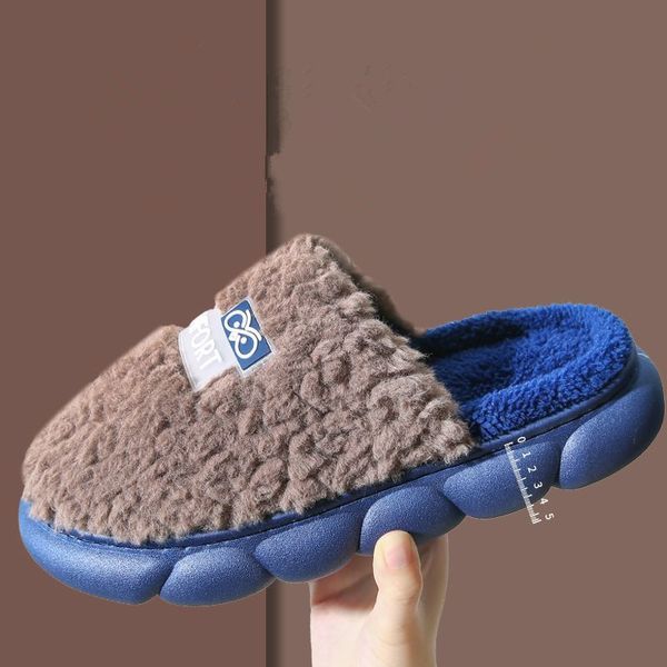 

winter thickened men's cotton slippers home personality warm thick sole non-slip indoor floor silent, Black