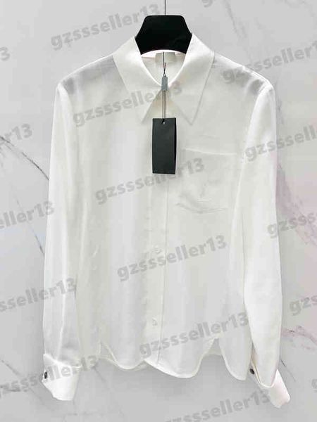

blouses for womens saint letter embroidered logo designer blouse brand cotton and linen fabric metal buttons shirt luxury women clothing, White