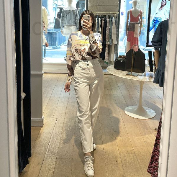 

women's blouses & shirts designer french single cp2021 autumn winter new animal printed silk long sleeve loose shirt oqgv, White