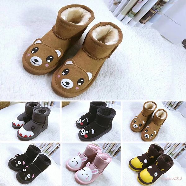 

kids snow boots designer snowshoes sneakers black chestnut purple pink navy grey classic cartoon animal boot boys girls winter shoes 24-35 c