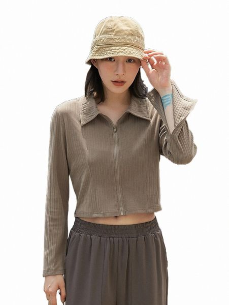 

women's t-shirt dazy ribbed knit zip up tee 2022 new r0zf#, White