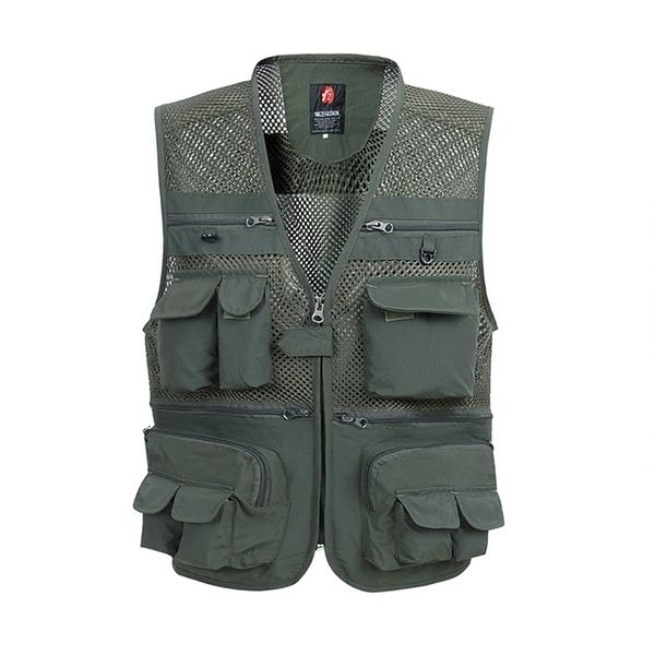 

men's vests summer mesh for men spring autumn male casual thin breathable multi pocket waistcoat mens baggy 5xl with many pockets 22090, Black;white