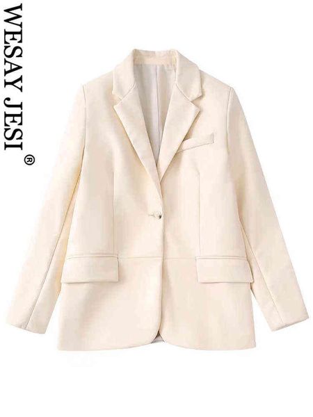 

suit wesay jesi office commuter women blazer jacket solid beige singlebutton no, White;black