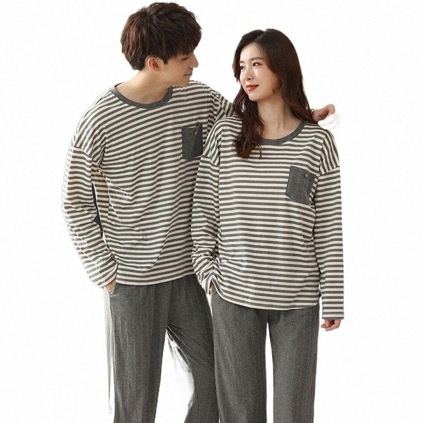 

men's sleepwear men's sleepwear pajamas for lovers spring autumn striped comfortable lady's long sleeve full cotton leisure h, Black;brown