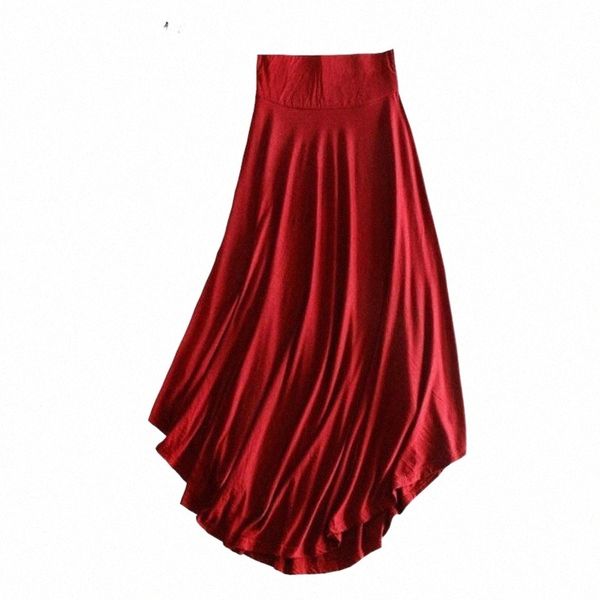 

skirts skirts yan qing huan 2022 fashion women's irregular skirt summer modal high waist was thin big swing in the long loose s75c#, Black