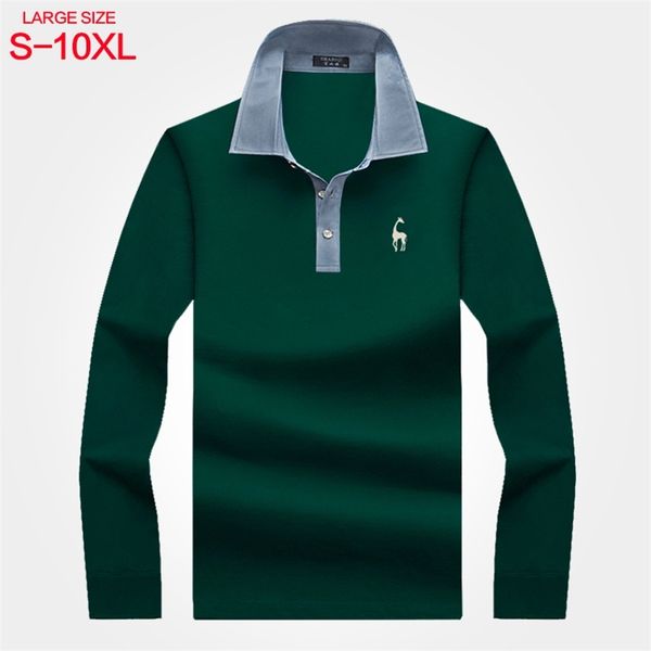 

men's polos long sleeve tshirt autumn middleaged cotton lapel business casual bottom shirt solid large polo 220905, White;black