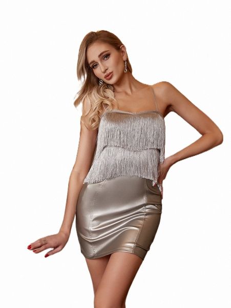 

casual dresses d& fringe trim cami dress 2022 new h1ff#, Black;gray