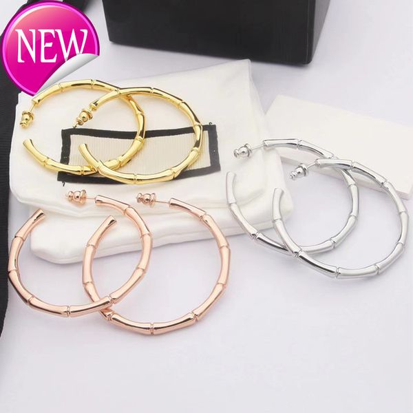 

luxury brand design earrings g family bamboo earrings 925 silver needle plain circle ins circle female korean white tie temperament versatil, Golden;silver