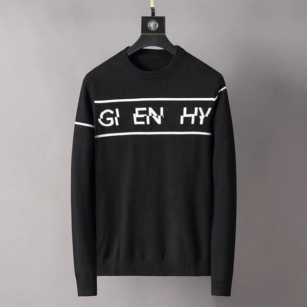 

winter luxury sweater long sleeve knitted letter embroidery fashion hoodie pullover sweatshirt hat mens knitwear plus, White;black