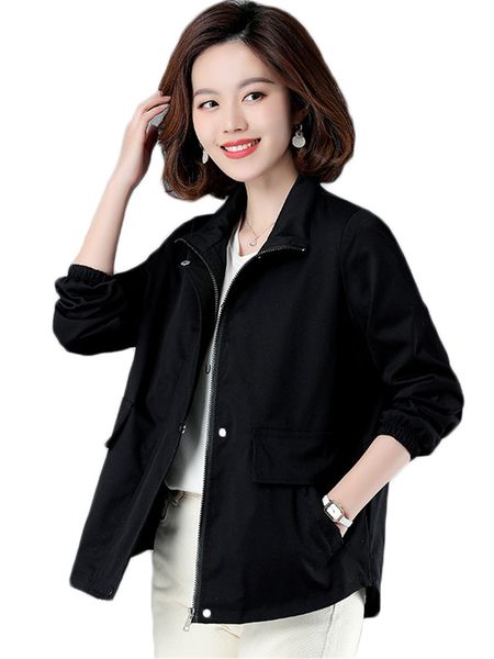 

women s jackets spring and autumn fashion multicolor women korean version sports casual stand collar zipper thin female 220905, Black;brown