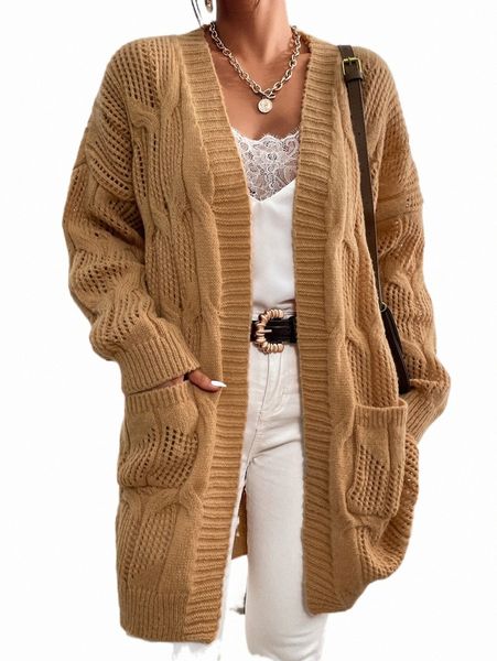 

women's sweaters dual pocket drop shoulder cardigan g3uf#, White;black