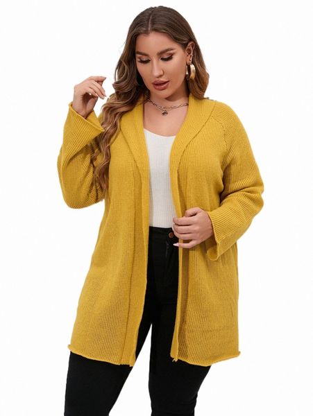 

plus size t-shirt plus raglan sleeve duster cardigan x9cd#, Black