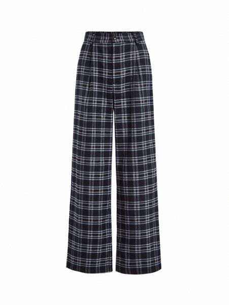 

women's suits & blazers mod plaid print wide leg pants t09f#, White;black