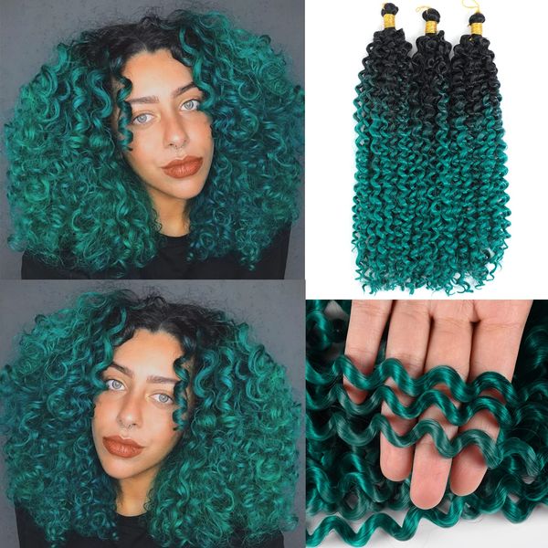 

lans 14 inch water wave crochet hair extensions bohemian crochets braids synthetic braiding hair pure blonde colors bulk ls22, Black