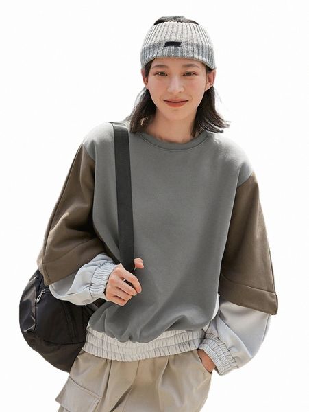

women's hoodies & sweatshirts dazy colorblock elastic hem oversized sweatshirt x4om#, Black