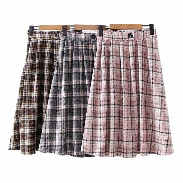 

skirts skirts casual harajuku vintage plaid skirt one black button cotton linen japanese fashion 2022autumn student women korean clothes i54