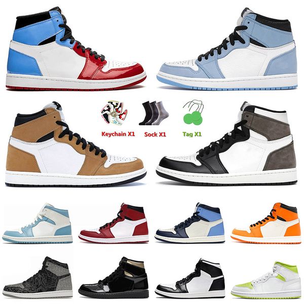 

2022 men basketball shoes 1 1s jumpman university blue dark mocha element light curry visionaire carbon fiber twist trainers sneakers, White;red