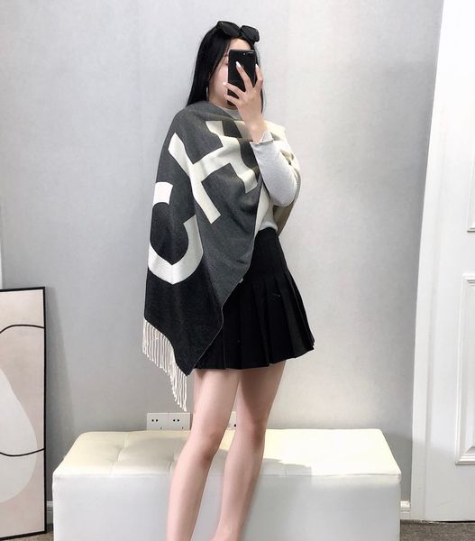 

women cashmere scarf big letter printed scarves soft warm wraps for autumn winter long tassel shawl pashmina, Blue;gray