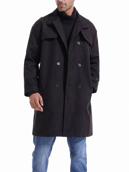 

men's down & parkas men double breasted slant pockets overcoat g7kw#, Black