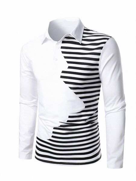 

men's polos men striped print polo shirt 2022 new a5xc#, White;black