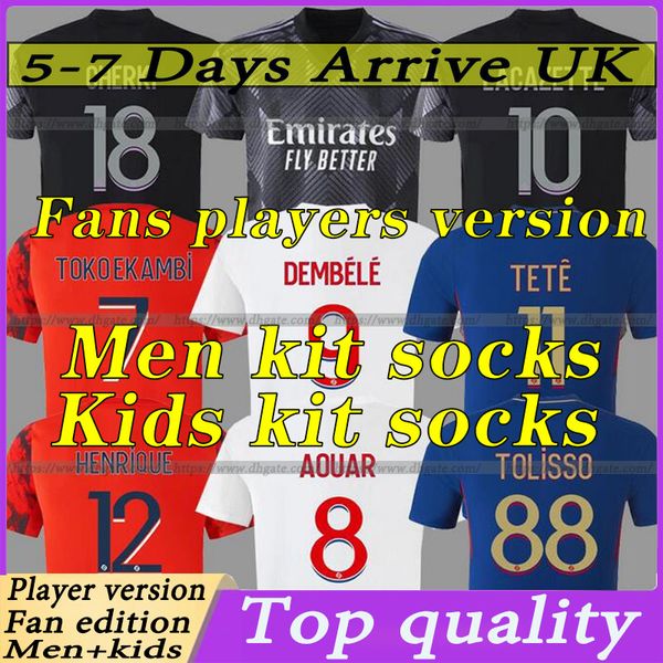 

fans player version 22 23 maillot soccer jersey 2022 2023 ol digital fourth football shirts toko ekambi cherki aouar home kadewer fourth lyo, Black;yellow