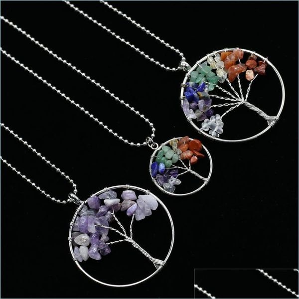 

chokers natural stone tree pendant necklace men women choker long alloy beads sweater chain male jewelry chokers drop delivery 2021 n dhyam, Golden;silver