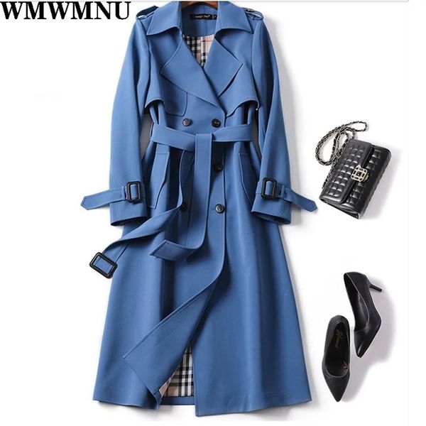 

women's trench coats korean chic belt medium length windbreaker female long sleeved spring autumn fashion slim fit wind women 220905, Tan;black