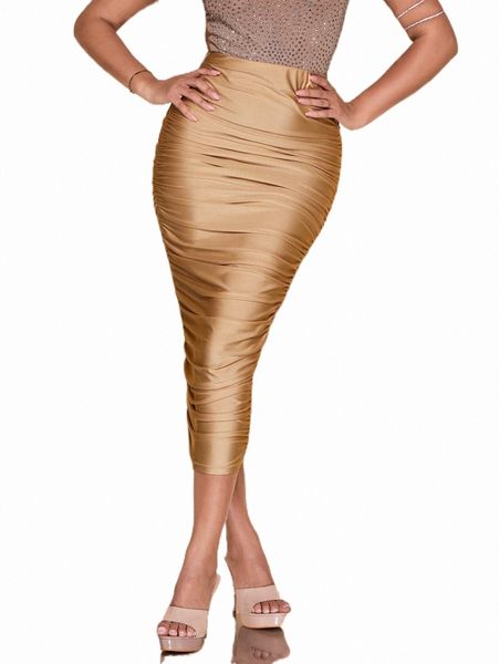 

skirts bae high waist ruched pencil skirt 2022 new k4hv#, Black