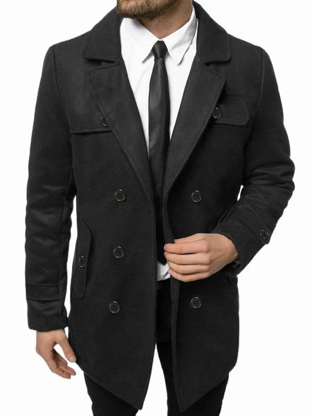 

men's down & parkas men 1pc double breasted slit back overcoat r2dp#, Black