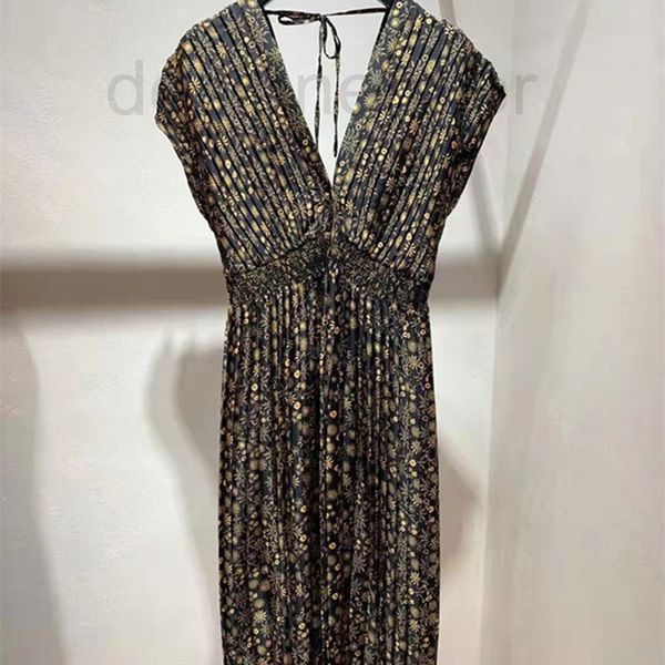 

casual dresses designer fadan s's 2021 spring and summer new women's sleeveless v-neck open back lace up printed dress z7e5, Black;gray