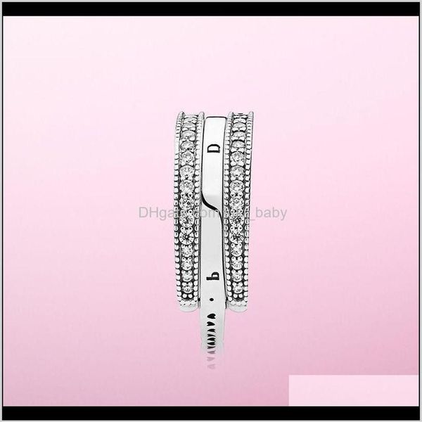 

band jewelry drop delivery 2021 925 sterling sier rings original box for pandora style women wedding gift ring sets vp9r7206j, Silver