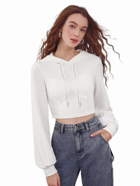 

women's hoodies & sweatshirts mod lantern sleeve crop hoodie i1kd#, Black