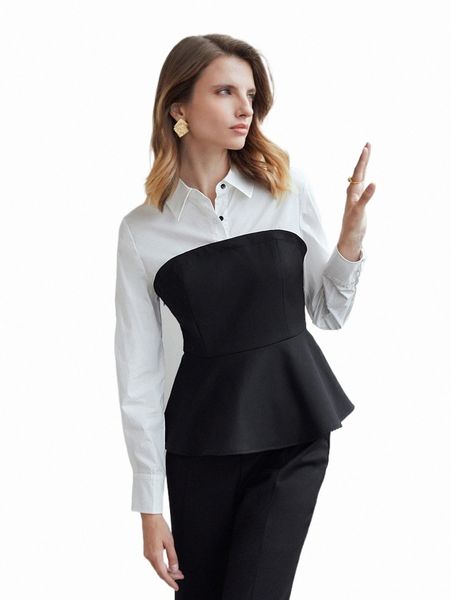 

women's blouses & shirts motf premium 100% cotton contrast corset e0iy#, White
