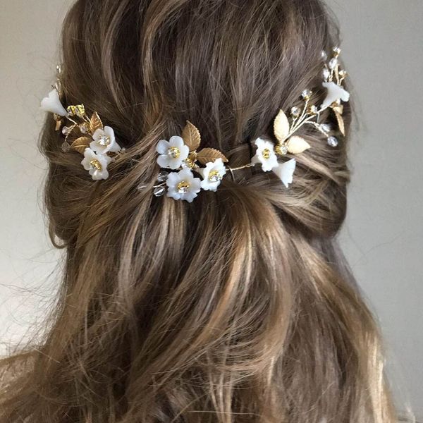

headbands wedding leaves bridal headpiece gold flowers crystal bride hair vine rhinestone accessories for women drop delive ffshop2001 am2i1, Silver