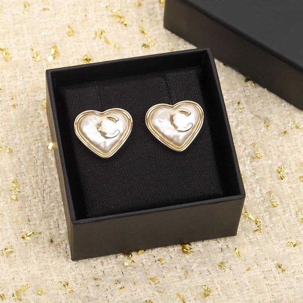 

2022 charm dangle stud earring with white shell pearl heart shape for women wedding jewelry gift have box stamp ps7225294p, Golden