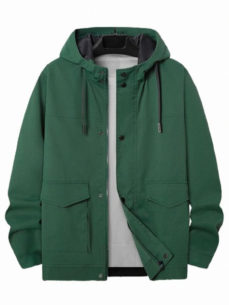 

men's jackets men flap pocket drawstring hooded coat without tee f6fh#, Black;brown