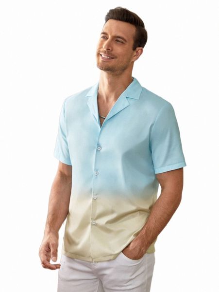 

men's casual shirts men ombre print shirt 2022 new 104i#, White;black