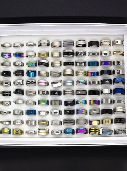 

whole lots bulk 50pcs women rings set stainless steel gold silver couple bl