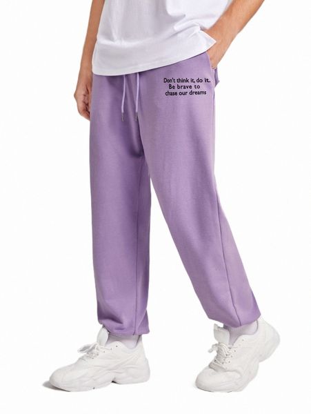 

men's pants men drawstring waist slogan graphic sweatpants q4io#, Black