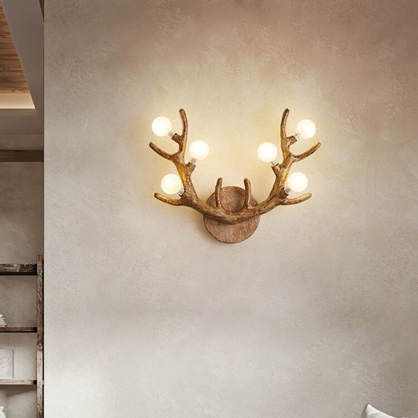 

personalized living room background wall lamps creative deer head wall light nordic study bedroom bedside lamp modern balcony corridor aisle